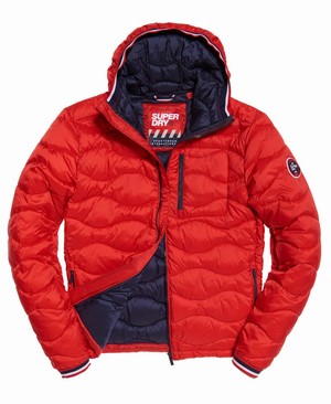 Superdry Wave Quilt Férfi Kabát Világos Piros | UQMVF2037